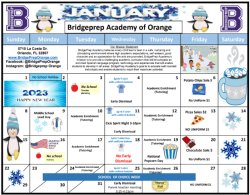 BPA of Orange- January Calendar 2022- 2023